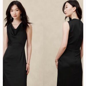 Banana Republic Black Cowl Neck Dress knee length